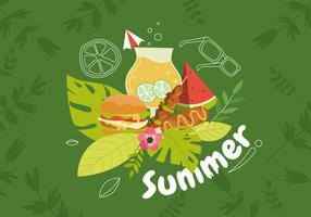 Zomervoer Wit Tropische Backgroun Vector Illustratie