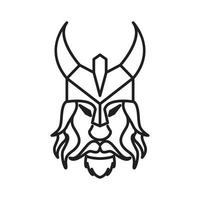 lijn gezicht man baard Viking logo ontwerp vector grafisch symbool pictogram teken illustratie creatief idee