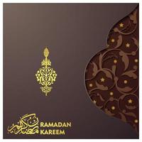 ramadan kareem wenskaart islamitische bloemmotief vector design met prachtige Arabische kalligrafie voor achtergrond, behang, banner, decoratie, flyer, brosur en dekking