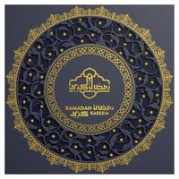 ramadan kareem wenskaart islamitische bloemmotief vector design met prachtige Arabische kalligrafie voor achtergrond, behang, banner, decoratie, flyer, brosur en dekking