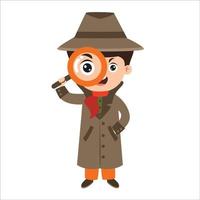 cartoon tekening van een detective vector