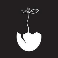 spleet ei met plant groeien logo symbool pictogram vector grafisch ontwerp illustratie idee creatief