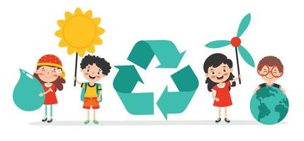 concept van ecologie met cartoon kids vector