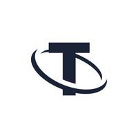 letter t logo initiaal met cirkelvorm. swoosh alfabet logo eenvoudig en minimalistisch vector