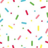 zoete confetti vector naadloze patroon. abstracte textuur voor verpakking, behang, textiel, folder. rood, oranje, beige, blauw, groen donut glazuur achtergrond.