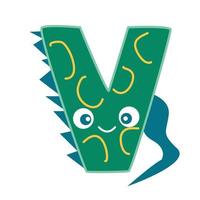 de letter v in de vorm van een dinosaurus. vector