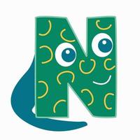 de letter n in de vorm van een dinosaurus. vector