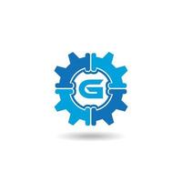 uitrusting en pijp, sanitair letter g logo-ontwerp vector