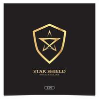 luxe gouden ster schild logo premium elegante sjabloon vector eps 10