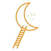 maan lijn met trap ster logo symbool pictogram vector grafisch ontwerp