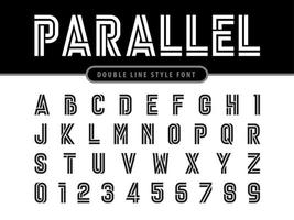 vector van moderne alfabetletters en cijfers, parallelle lijnen gecondenseerde letters gestileerde afgeronde lettertypen