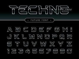 futuristische Alfabetletters en cijfers, gestileerde lettertypen van de toekomstige technolijn vector