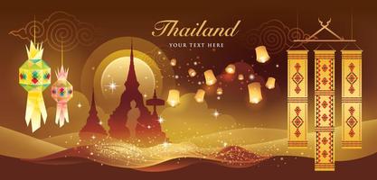 noord thai traditioneel, hangende papieren lantaarn, verbazingwekkende thailand festival vector, vector