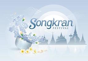 songkran-festival in thailand, thaise traditionele cultuur, thaise waterplons vector