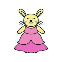 konijn of konijntje met mooie jurk schattige cartoon logo vector illustratie ontwerp