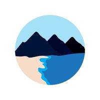 berg en zee kleurrijke moderne cirkel logo symbool pictogram vector grafisch ontwerp illustratie
