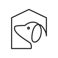 ononderbroken lijn hond met huis logo ontwerp vector grafisch symbool pictogram teken illustratie creatief idee