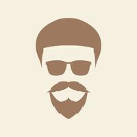 hipster man hoofd baard met zonnebril logo symbool pictogram vector grafische ontwerp illustratie