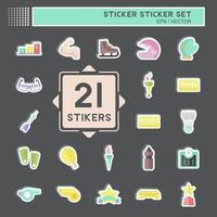 sportstickers in trendy geïsoleerd op zwarte achtergrond, goed om af te drukken vector