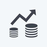 stijgende economie pictogram in trendy glyph-stijl geïsoleerd op zachte blauwe achtergrond vector