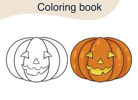 pompoen voor halloween. handgetekende vectorillustratie van contour voor coloring boek. cartoon stijl vector