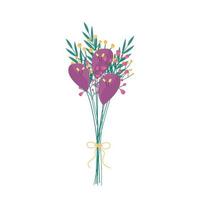 bloemen boeket geïsoleerd. stelletje verschillende verse weide bloemen en bladeren planten. platte vectorillustratie vector