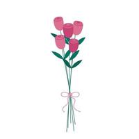 rozen boeket met strik geïsoleerd. stelletje roze verse bloemen. platte vectorillustratie vector