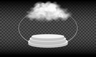 wit podium met pluizige wolken vector