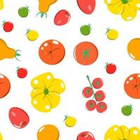helder naadloos vectorpatroon van kleurrijke tomaten. vector