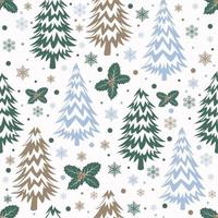 Kerstmis naadloos patroon met bomen en hulstbladeren vector