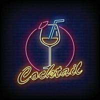 cocktail neonreclames stijl tekst vector