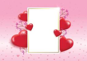 Valentijnsdag achtergrond met tekstvak en mooie harten ballonnen. wenskaart, uitnodiging of sjabloon voor spandoek vector