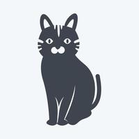 huisdier kat pictogram in trendy glyph-stijl geïsoleerd op zachte blauwe achtergrond vector