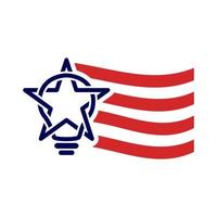 lamp ster idee met Amerikaanse vlag logo symbool pictogram vector grafisch ontwerp illustratie idee creatief