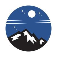 moderne berg met blauw nachtzicht logo vector pictogram illustratie ontwerp