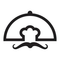 chef-kok hoed met beweegbare voedseldekking logo symbool vector pictogram illustratie grafisch ontwerp