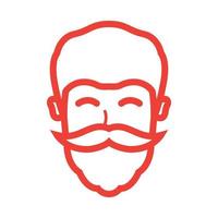 man met baard en snor eenvoudige lijn schattige glimlach gelukkig logo vector pictogram illustratie ontwerp