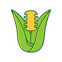 gele maïs met microfoon logo ontwerp vector pictogram symbool illustratie