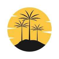 palmbomen met heuvel zonsondergang vintage logo symbool pictogram vector grafisch ontwerp illustratie idee creatief