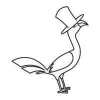 lijnen eenvoudige vogel gier met hoed magisch logo symbool vector pictogram illustratie grafisch ontwerp