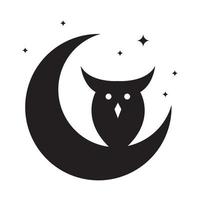 uil met halve maan logo symbool vector pictogram ontwerp illustratie afbeelding