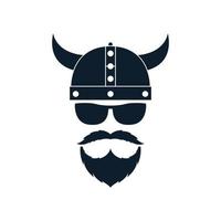 cool viking hoofd met zonnebril logo vector pictogram ontwerp