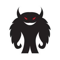 schattig zwart monster met hoorn logo symbool pictogram vector grafisch ontwerp illustratie idee creatief