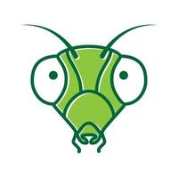 dier insect bidsprinkhaan hoofd groen logo ontwerp vector pictogram symbool illustratie