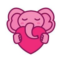 olifant knuffel liefde of hart schattige cartoon modern logo pictogram vectorillustratie vector