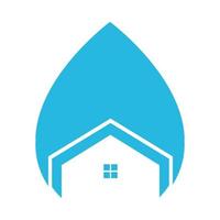 druppel water blauw met huis logo vector symbool pictogram ontwerp grafische afbeelding