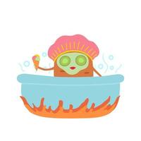 gekookte aardappels. kom aardappel, schattige aardappel in jacuzzi met ijs. illustratie voor achtergronden, covers, verpakkingen, wenskaarten, posters, sticker en textiel. geïsoleerd op een witte achtergrond. vector