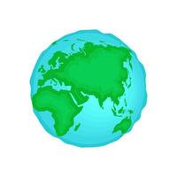 planeet aarde icoon. wereldkaart in het symbool van de bolvorm. Eurazië, Afrika en Australië continenten en oceanen geïsoleerde eps illustratie op witte achtergrond vector