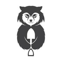 schattige dieren wolf met tuin logo symbool pictogram vector grafisch ontwerp illustratie