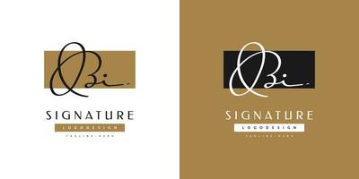 bi eerste logo-ontwerp met handschriftstijl. bi handtekening logo of symbool voor bruiloft, mode, sieraden, boutique, botanische, bloemen en zakelijke identiteit vector